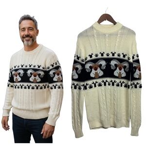 1970's/80's Acrylic Ram Cable Knit Sweater by Silton / Size M-L